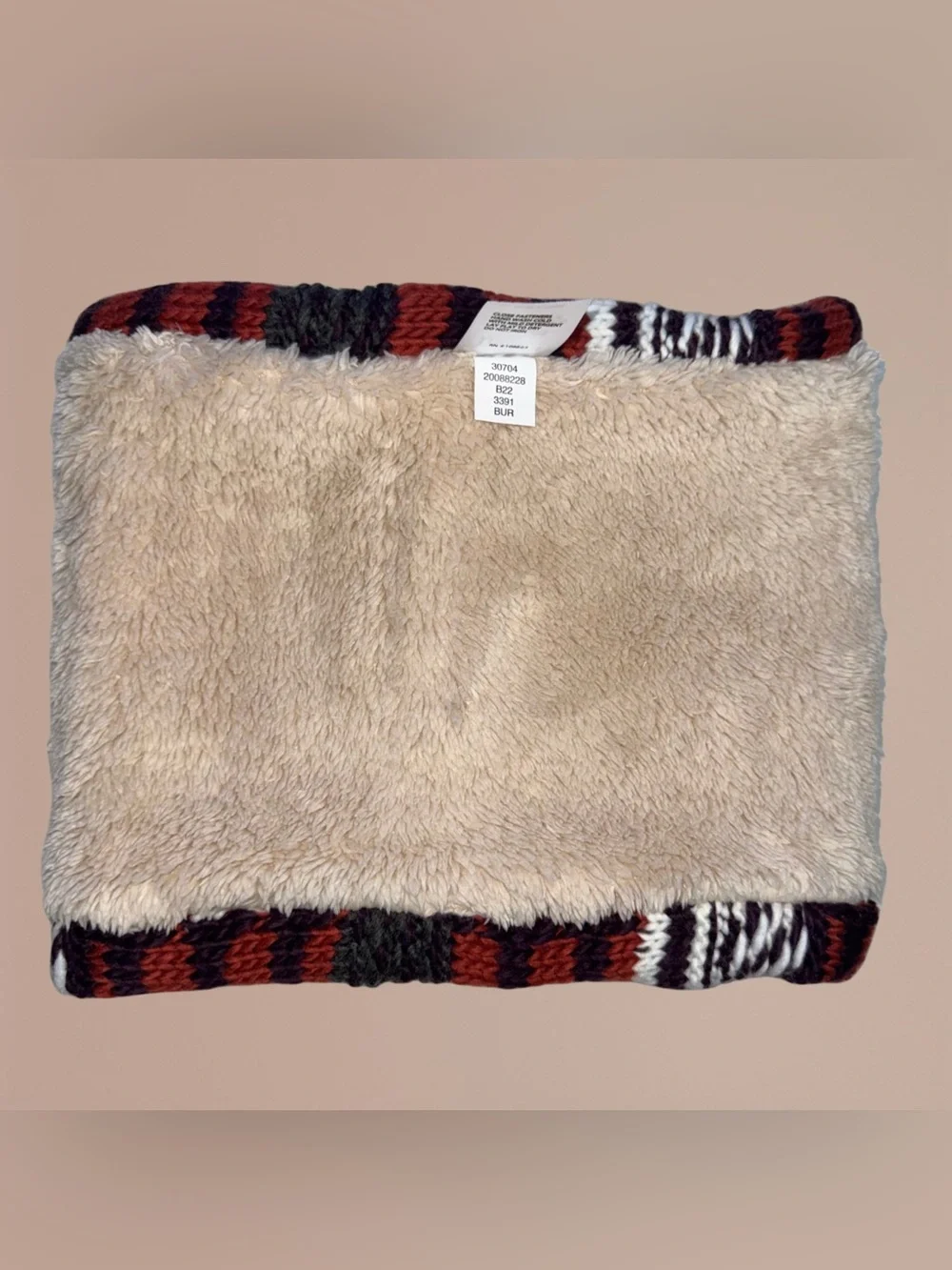 Duluth Trading Co Women's Fair Isle Knit Neck Warmer Scarf Faux Fur Lined